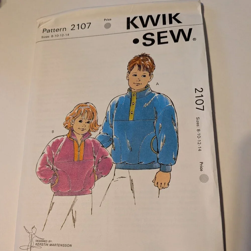 Kwik Sew 2107 Child Jacket/Coat UNCUT size 8-14 sewing pattern Boy or Girl